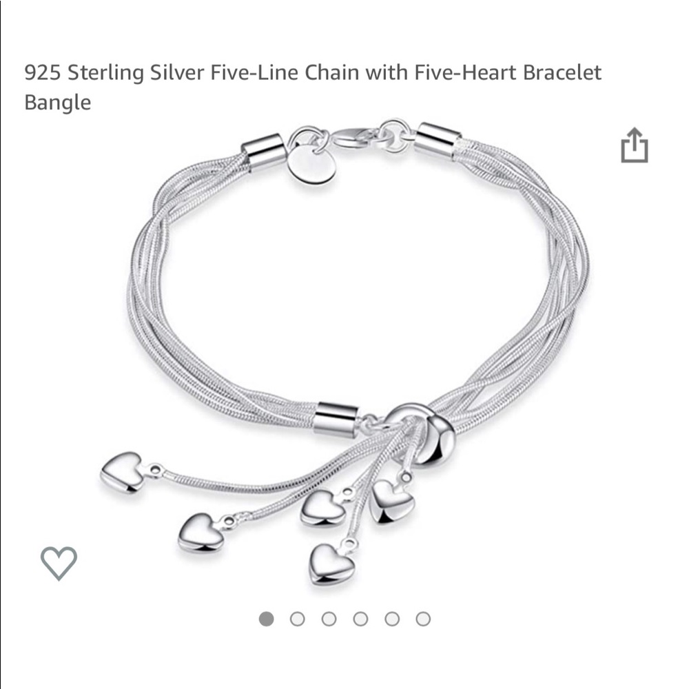 Beautiful 925 Silver Heart Dangle Bracelet- SALE
